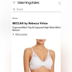 BECCA Captured Lace-Trim Crochet Bikini Swim Top - Small